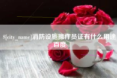 商洛消防设施操作员证有什么用途百度